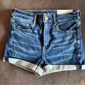 American Eagle super high rise shortie denim shorts next level stretch sz 4 27